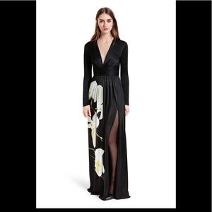 Altuzarra For Target Black Maxi Dress with White Floral Pattern